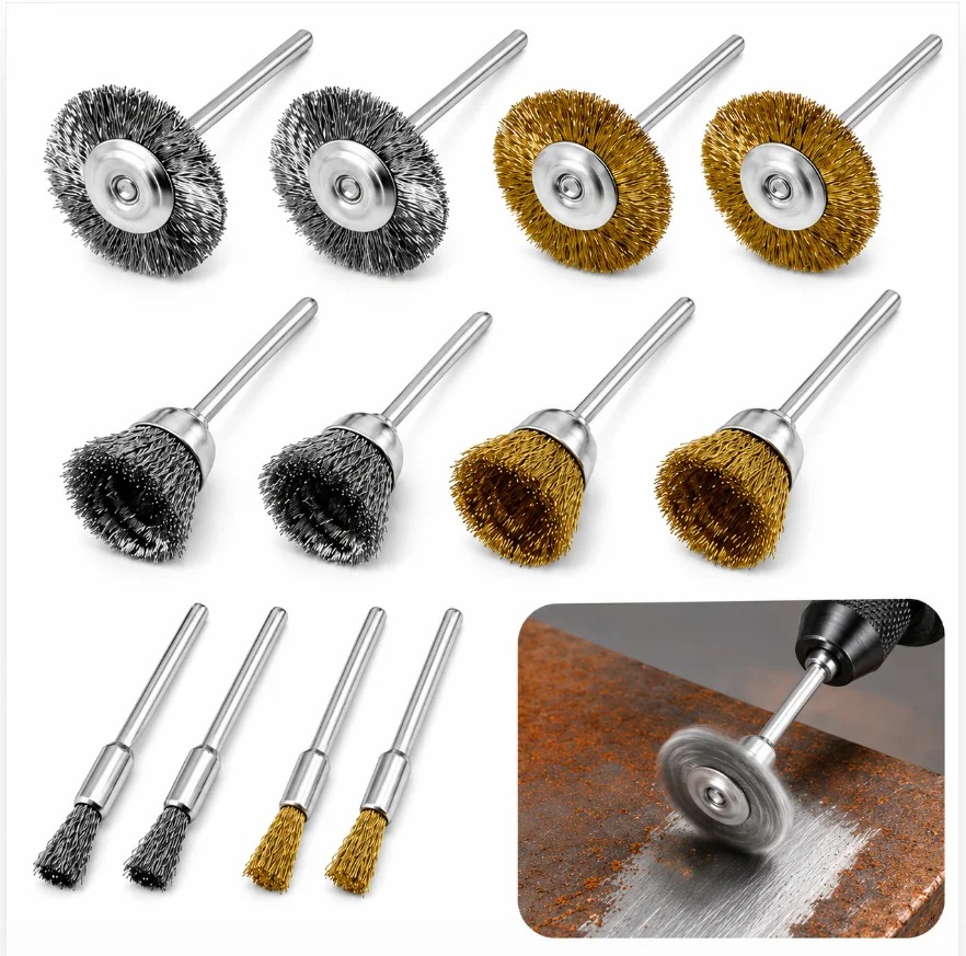 Rotary Tool Kit - 12 szt. szczotek z drutu stalowego